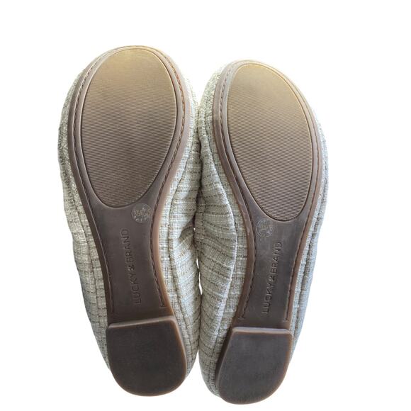 Lucky Brand Emmie Tweed Fabric Flats Light Stone Pala Woven Size 8.5 M Casual - Picture 6 of 9